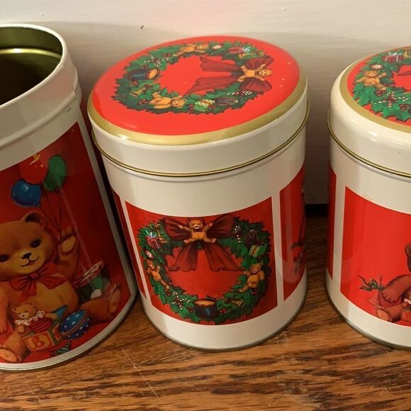 Vintage Set of 3 NWOT Christmas tins - Picture 4 of 8